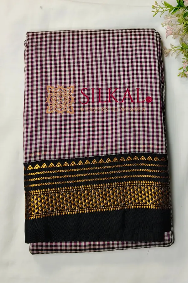 Ilkal_Small_Check_Cotton_Silk_Saree_SKL03997