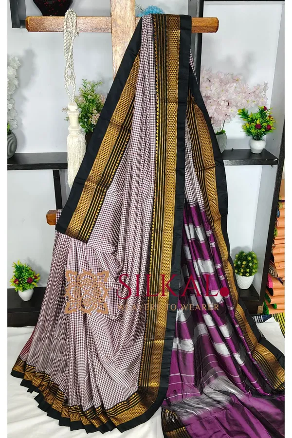 Ilkal_Small_Check_Cotton_Silk_Saree_SKL03997