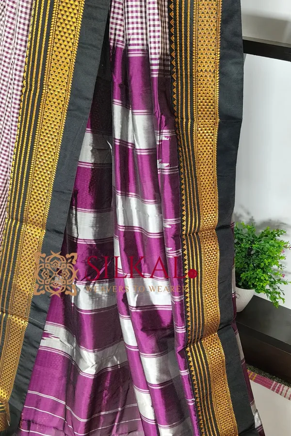 Ilkal_Small_Check_Cotton_Silk_Saree_SKL03997
