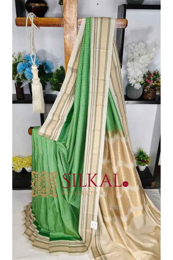 Ilkal_Small_Check_Cotton_Silk_Saree_SKL03998
