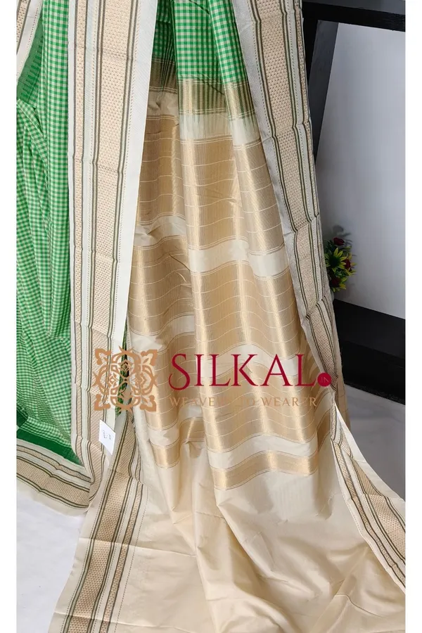 Ilkal_Small_Check_Cotton_Silk_Saree_SKL03998
