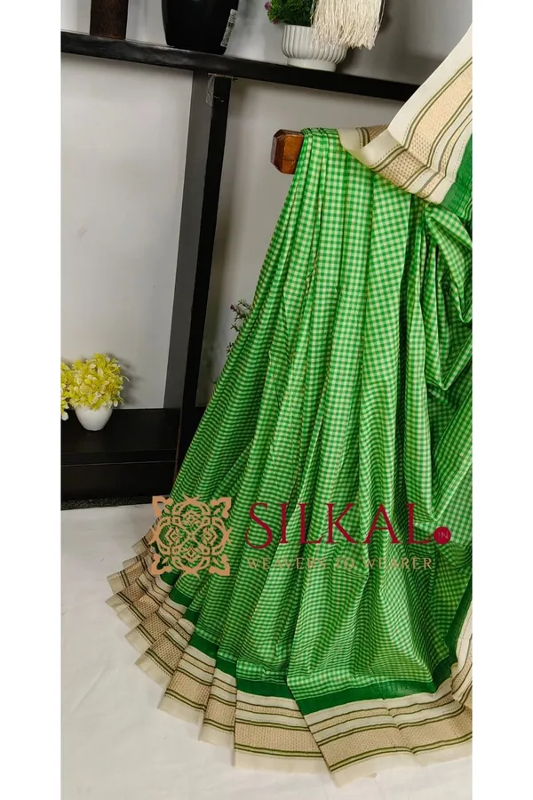 Ilkal_Small_Check_Cotton_Silk_Saree_SKL03998