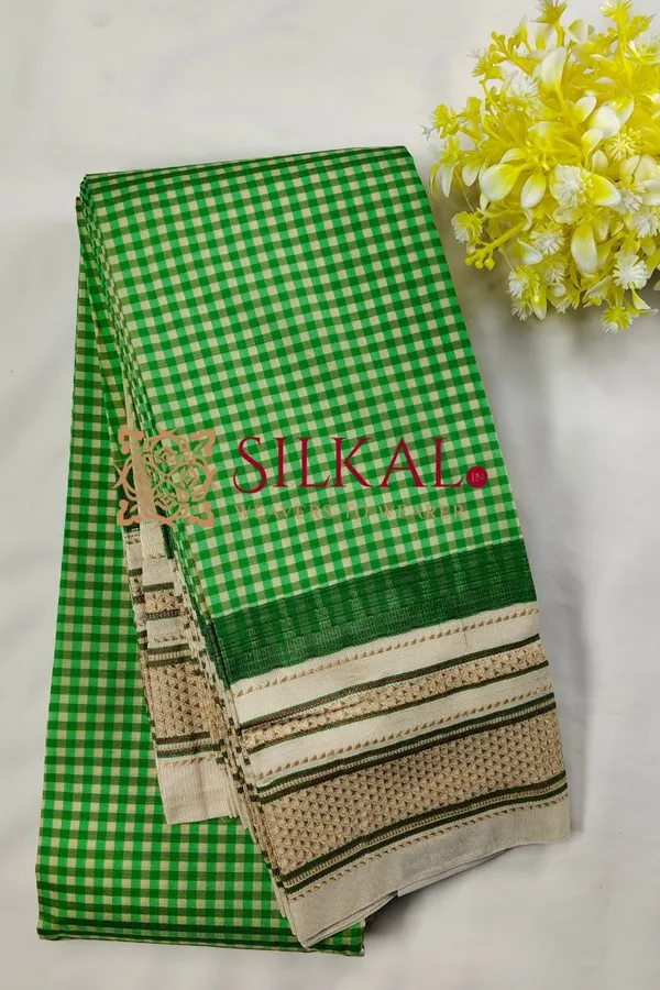 Ilkal_Small_Check_Cotton_Silk_Saree_SKL03998