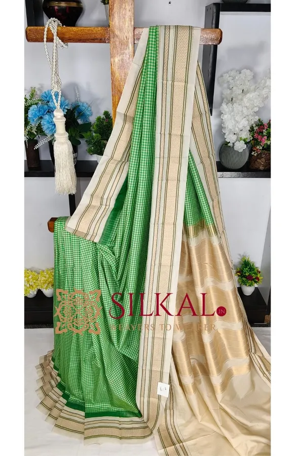 Ilkal_Small_Check_Cotton_Silk_Saree_SKL03998