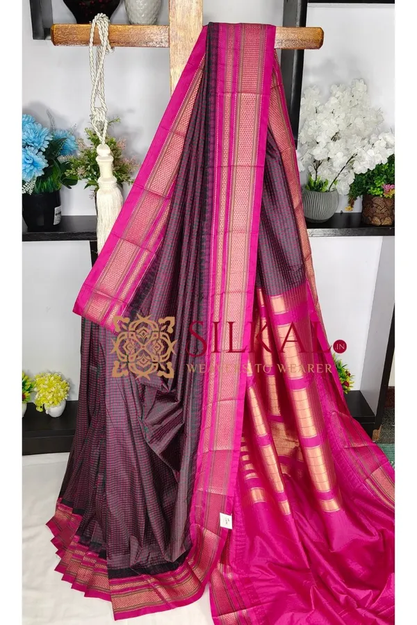 Ilkal_Small_Check_Cotton_Silk_Saree_SKL03999
