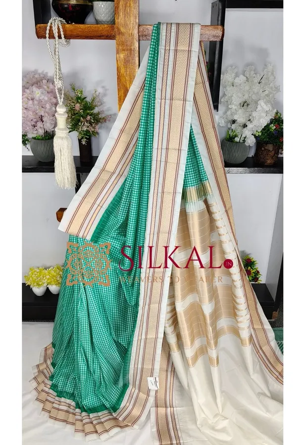 Ilkal_Small_Check_Cotton_Silk_Saree_SKL04000