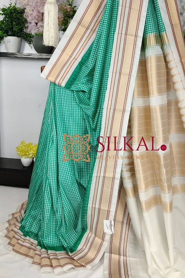 Ilkal_Small_Check_Cotton_Silk_Saree_SKL04000