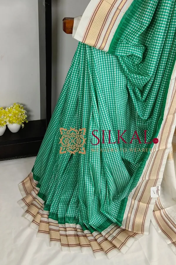 Ilkal_Small_Check_Cotton_Silk_Saree_SKL04000