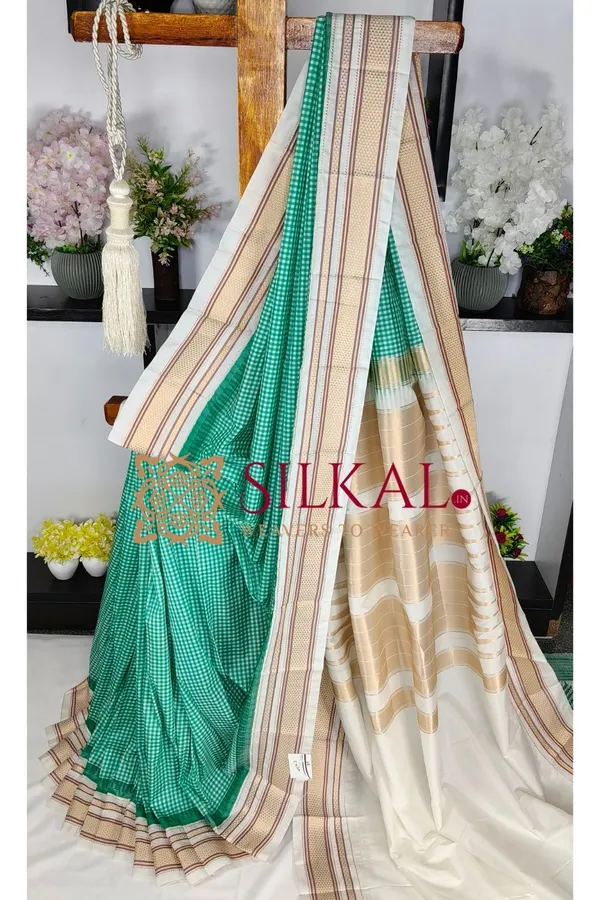 Ilkal_Small_Check_Cotton_Silk_Saree_SKL04000