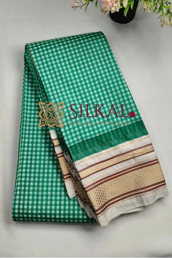 Ilkal_Small_Check_Cotton_Silk_Saree_SKL04000