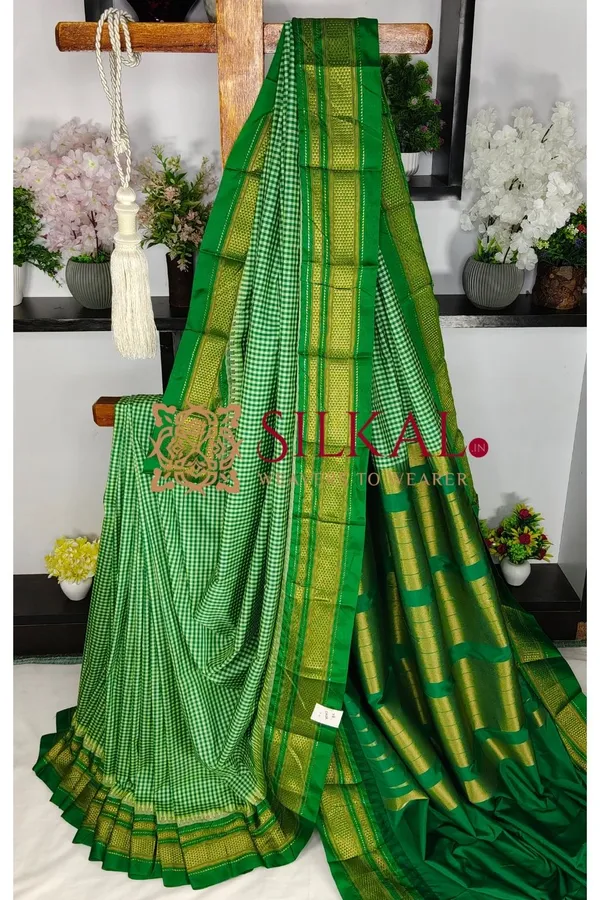 Ilkal_Small_Check_Cotton_Silk_Saree_SKL04001