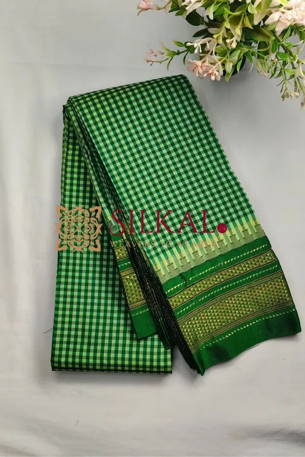 Ilkal_Small_Check_Cotton_Silk_Saree_SKL04001