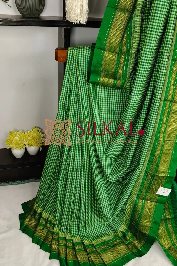 Ilkal_Small_Check_Cotton_Silk_Saree_SKL04001