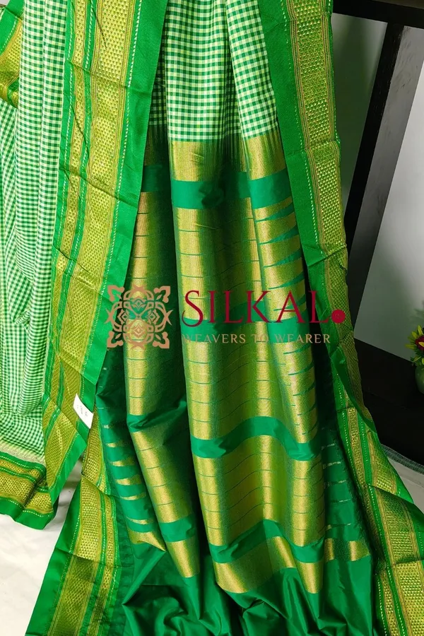 Ilkal_Small_Check_Cotton_Silk_Saree_SKL04001