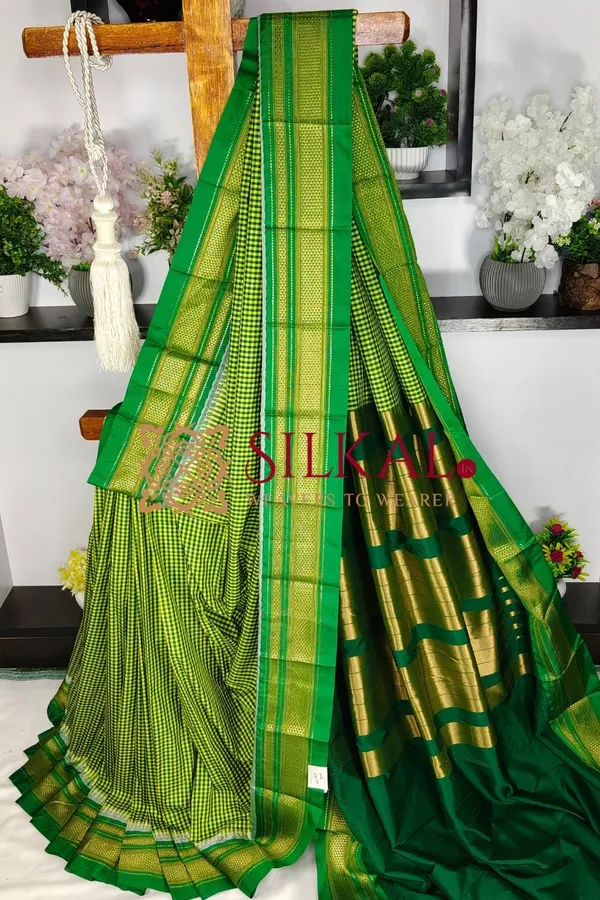 Ilkal_Small_Check_Cotton_Silk_Saree_SKL04002