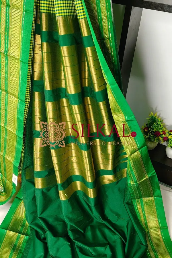 Ilkal_Small_Check_Cotton_Silk_Saree_SKL04002