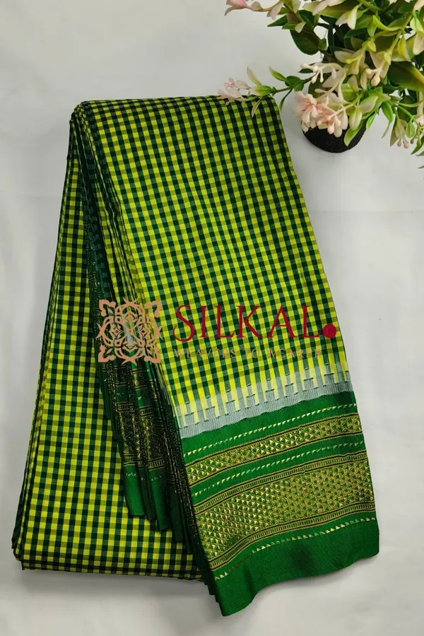 Ilkal_Small_Check_Cotton_Silk_Saree_SKL04002