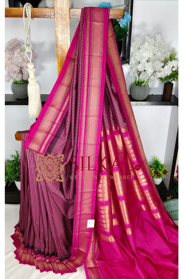 Ilkal_Small_Check_Cotton_Silk_Saree_SKL04004