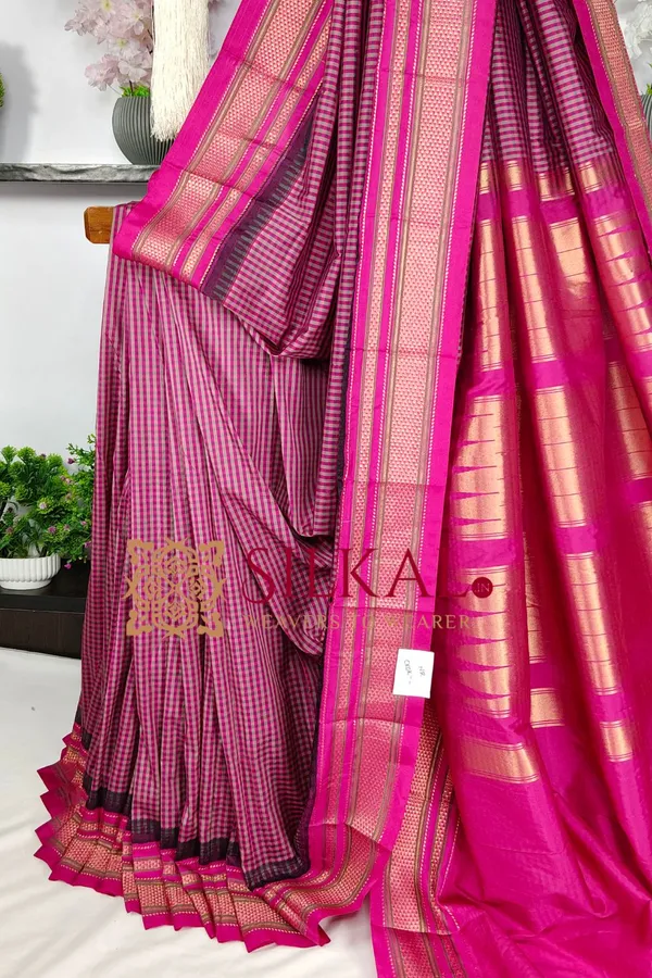Ilkal_Small_Check_Cotton_Silk_Saree_SKL04004