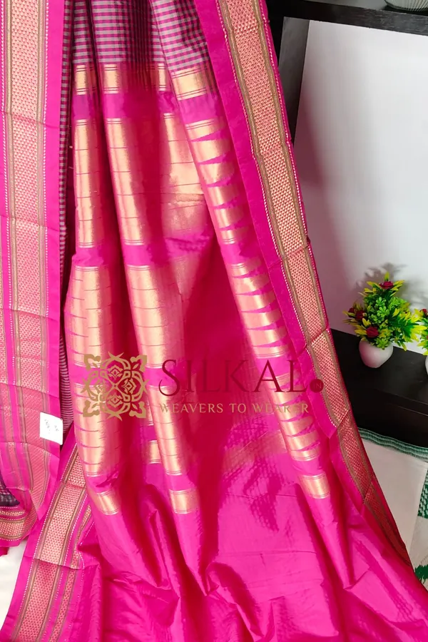 Ilkal_Small_Check_Cotton_Silk_Saree_SKL04004