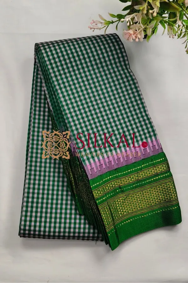 Ilkal_Small_Check_Cotton_Silk_Saree_SKL04008