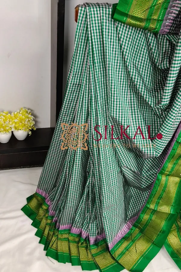 Ilkal_Small_Check_Cotton_Silk_Saree_SKL04008