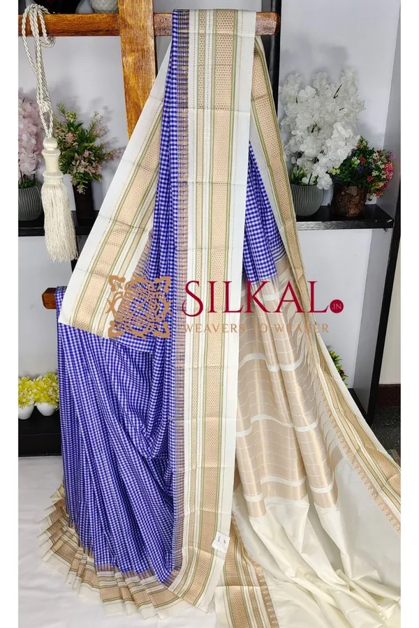 Ilkal_Small_Check_Cotton_Silk_Saree_SKL04009
