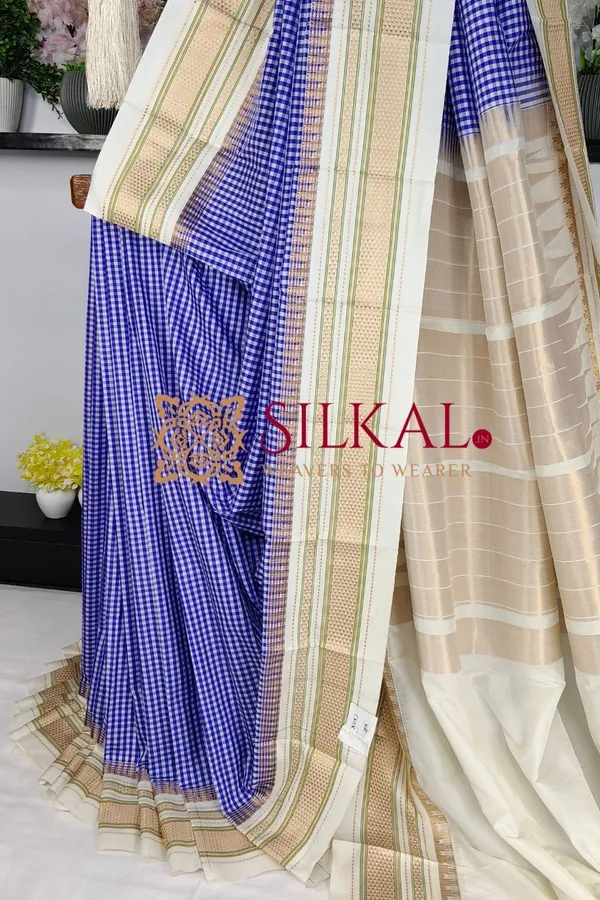 Ilkal_Small_Check_Cotton_Silk_Saree_SKL04009