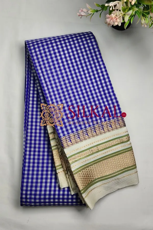 Ilkal_Small_Check_Cotton_Silk_Saree_SKL04009