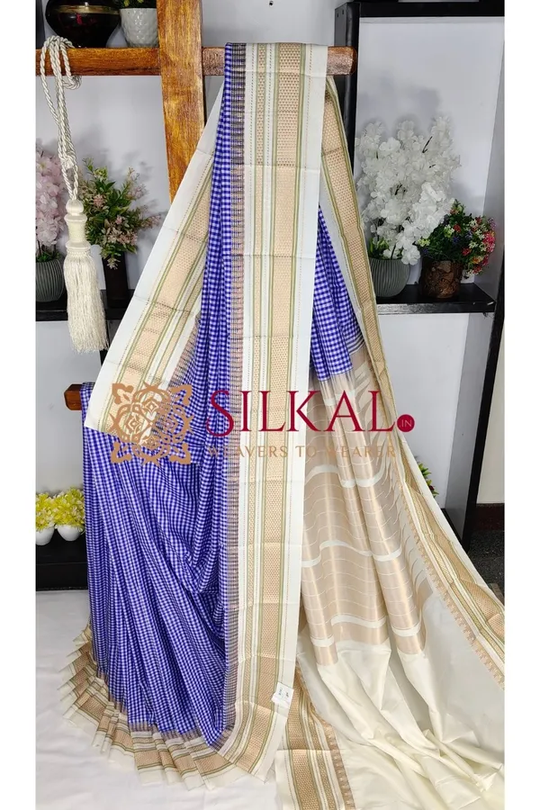 Ilkal_Small_Check_Cotton_Silk_Saree_SKL04009