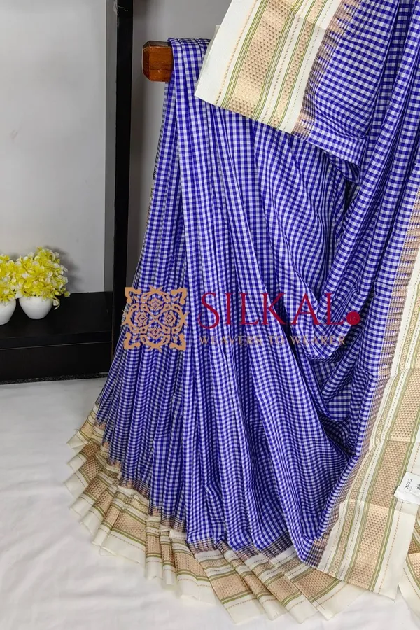 Ilkal_Small_Check_Cotton_Silk_Saree_SKL04009