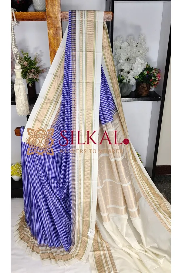 Ilkal_Small_Check_Cotton_Silk_Saree_SKL04009