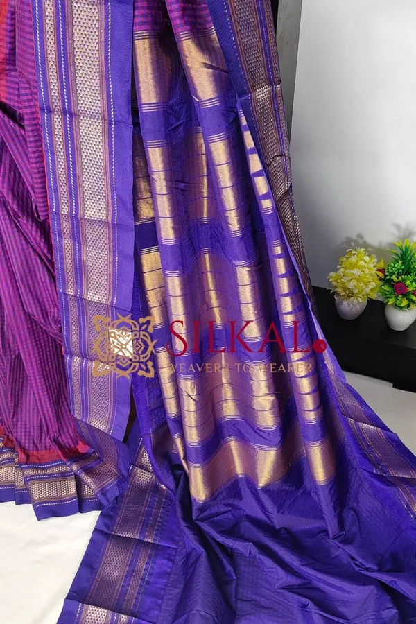 Ilkal_Small_Check_Cotton_Silk_Saree_SKL04010
