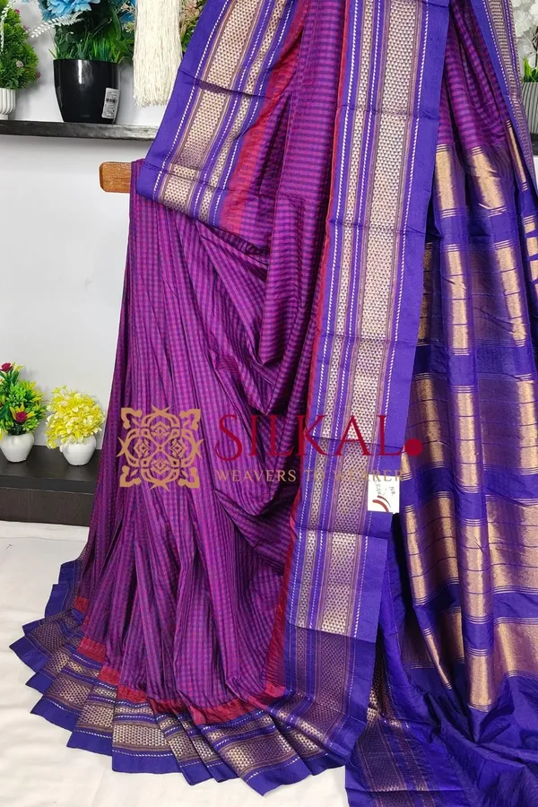 Ilkal_Small_Check_Cotton_Silk_Saree_SKL04010