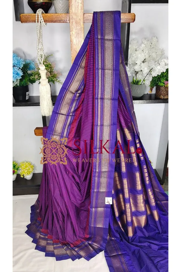 Ilkal_Small_Check_Cotton_Silk_Saree_SKL04010