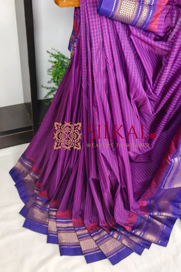 Ilkal_Small_Check_Cotton_Silk_Saree_SKL04010