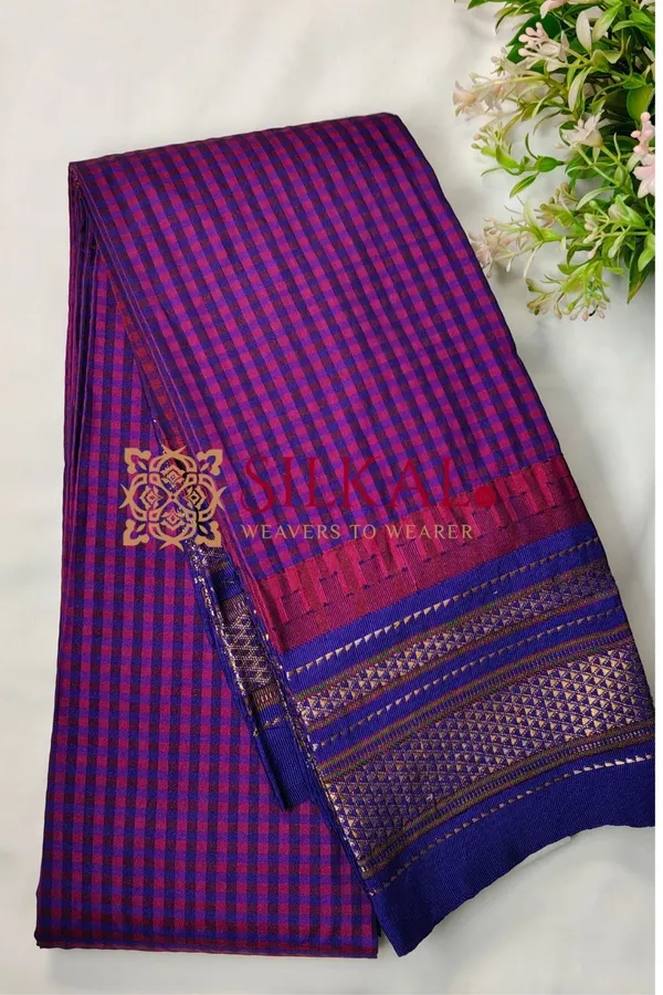 Ilkal_Small_Check_Cotton_Silk_Saree_SKL04010