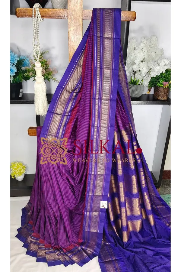 Ilkal_Small_Check_Cotton_Silk_Saree_SKL04010