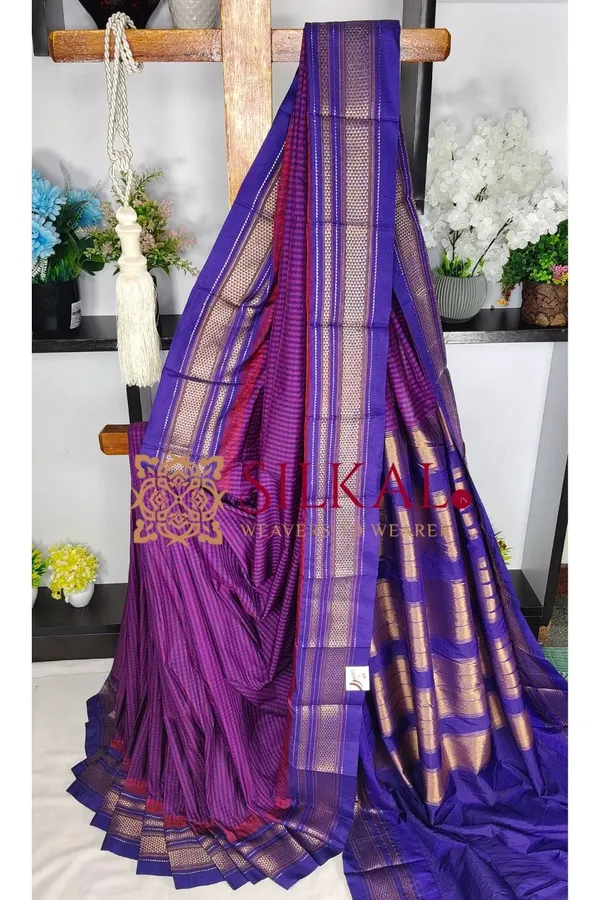 Ilkal_Small_Check_Cotton_Silk_Saree_SKL04010
