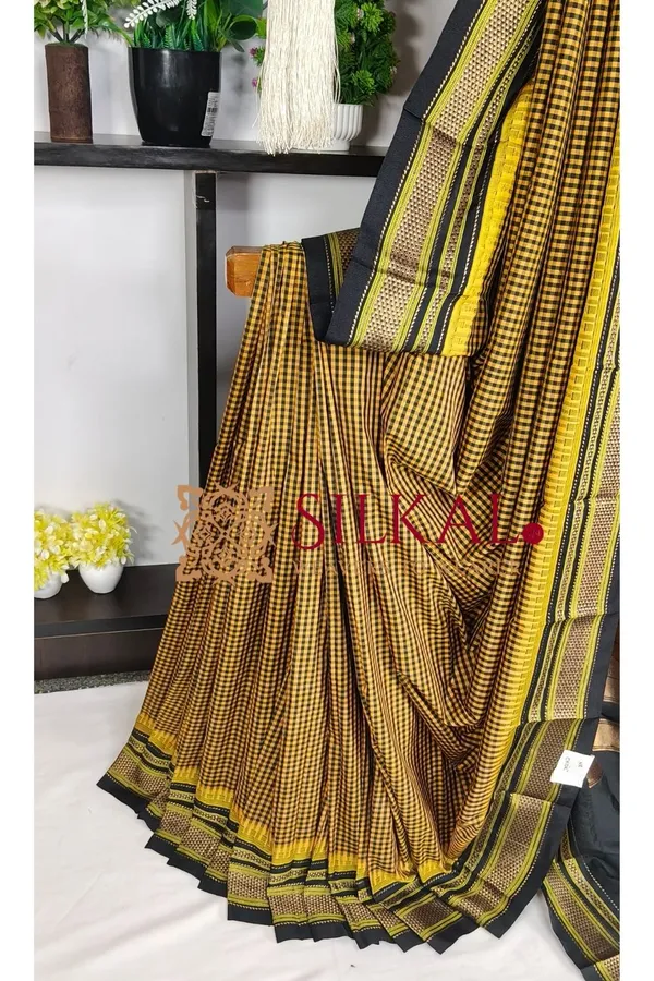 Ilkal_Small_Check_Cotton_Silk_Saree_SKL04011