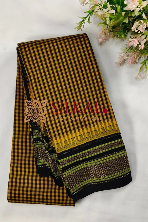 Ilkal_Small_Check_Cotton_Silk_Saree_SKL04011
