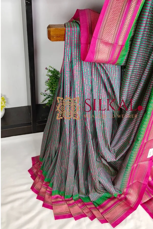 Ilkal_Small_Check_Cotton_Silk_Saree_SKL04013