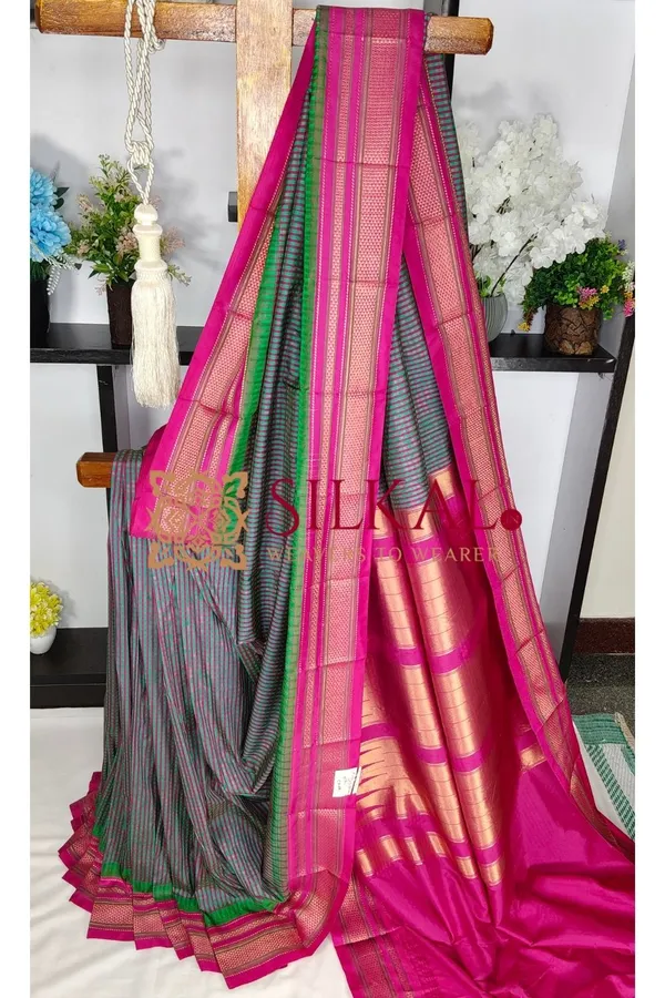 Ilkal_Small_Check_Cotton_Silk_Saree_SKL04013