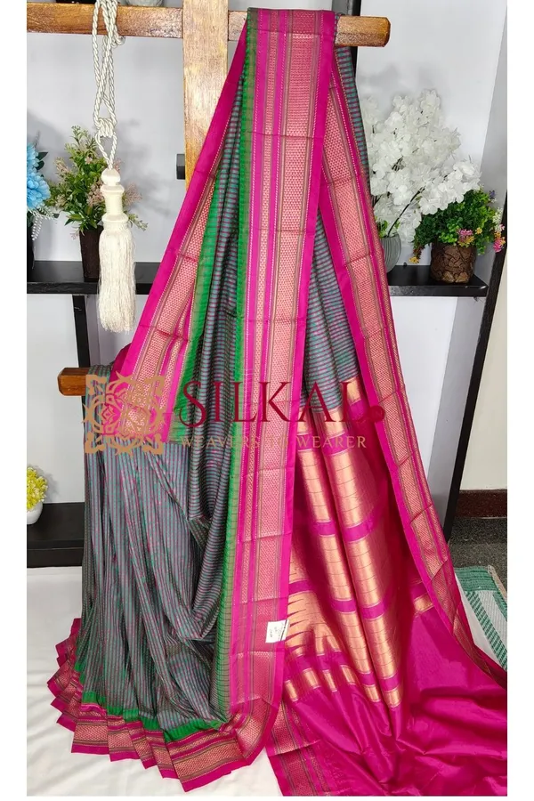 Ilkal_Small_Check_Cotton_Silk_Saree_SKL04013