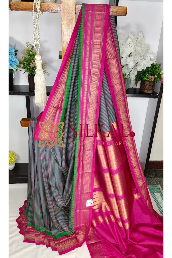 Ilkal_Small_Check_Cotton_Silk_Saree_SKL04013