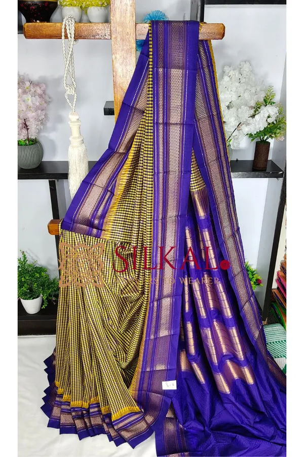 Ilkal_Small_Check_Cotton_Silk_Saree_SKL04014