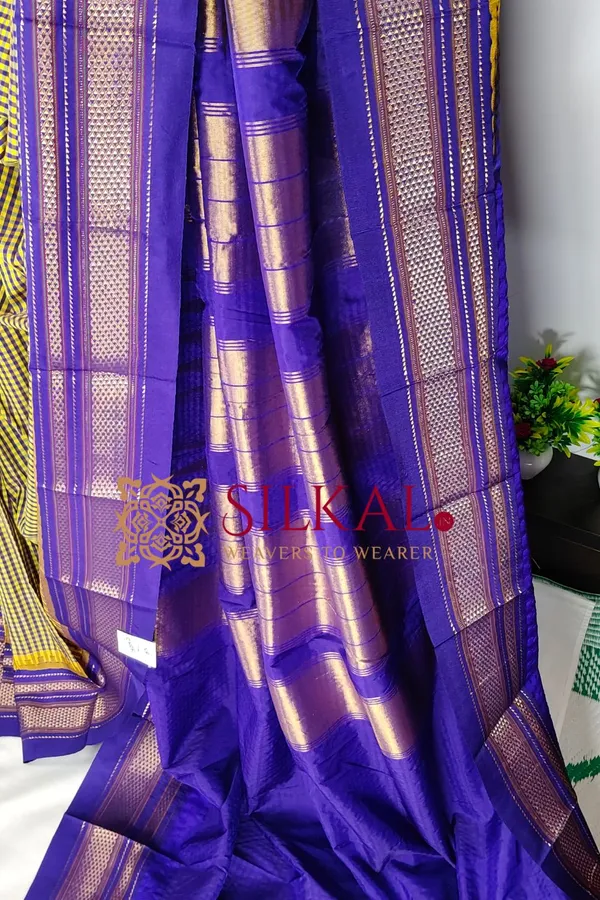 Ilkal_Small_Check_Cotton_Silk_Saree_SKL04014
