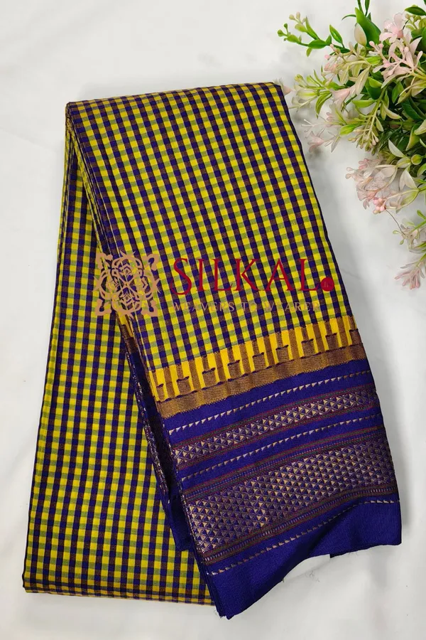 Ilkal_Small_Check_Cotton_Silk_Saree_SKL04014