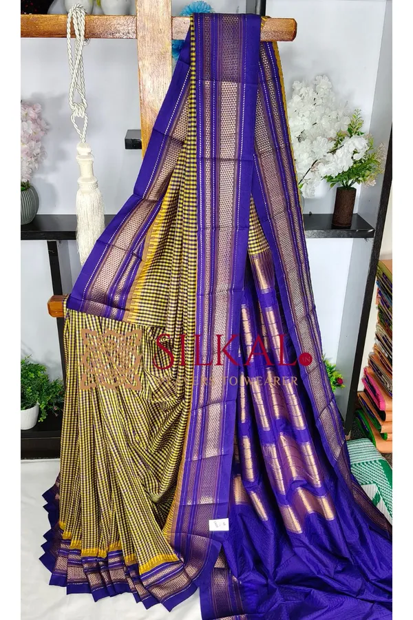 Ilkal_Small_Check_Cotton_Silk_Saree_SKL04014