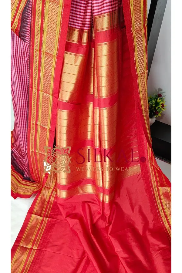 Ilkal_Small_Check_Cotton_Silk_Saree_SKL04016